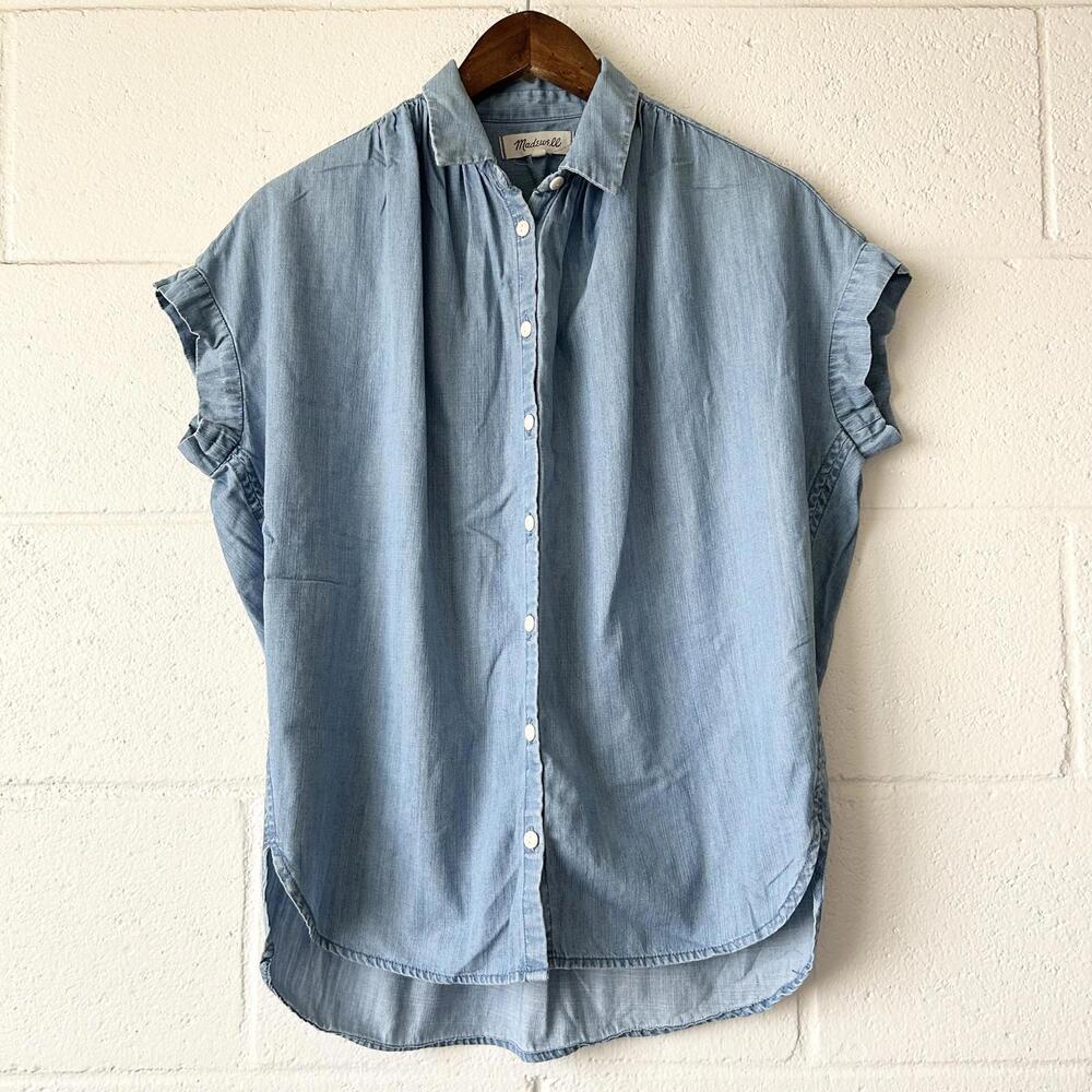 Madewell Chambray Button Up Collared Oversized Bl… - image 1